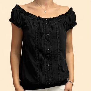White House Black Market Black Off-Shoulder Blouse